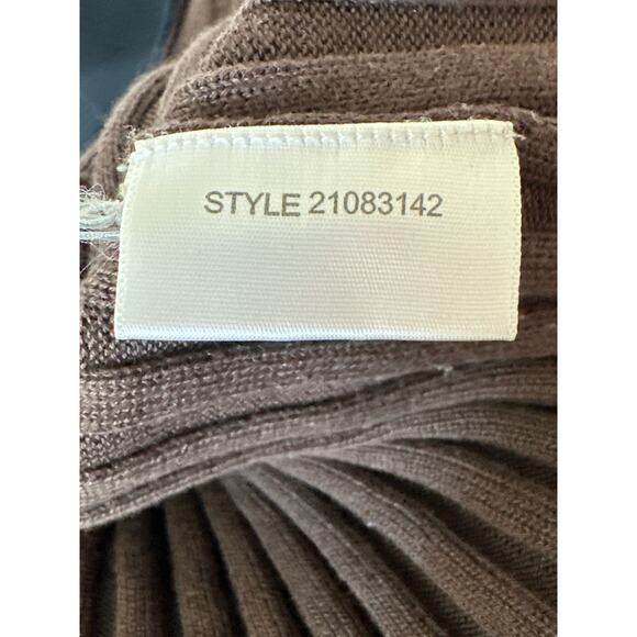 Tory Burch Button Front Cardigan Sweater Brown Blue Trim Goldtone Buttons Sz L - Picture 11 of 12